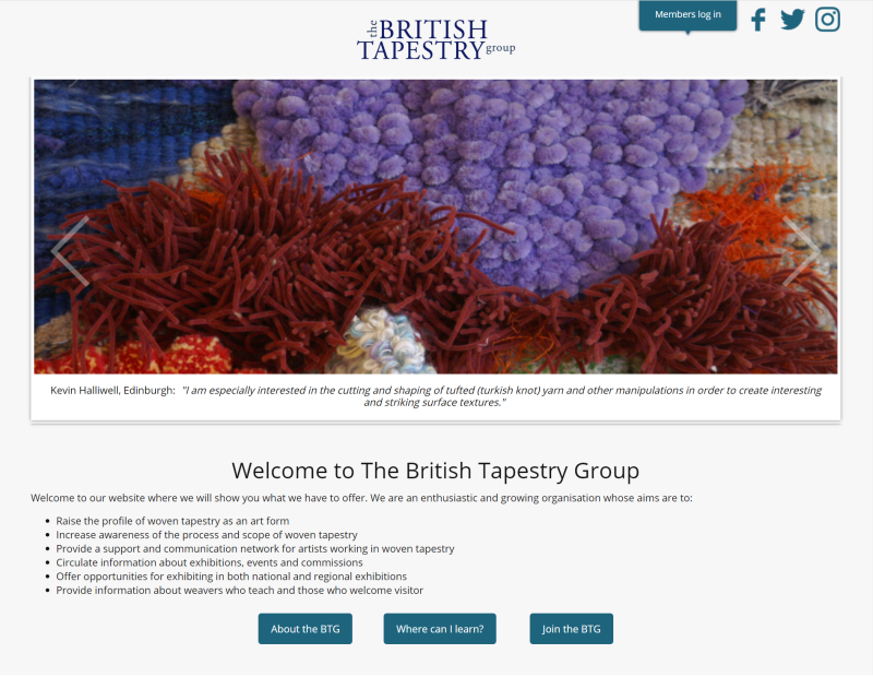 Come and visit the British Tapestry Group website on 1 July 2020!